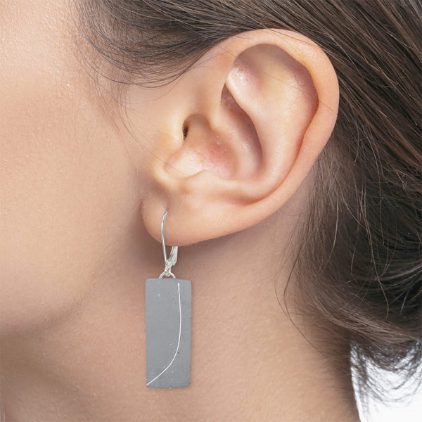 Arc Concrete Bar Earrings with Silver - Hues