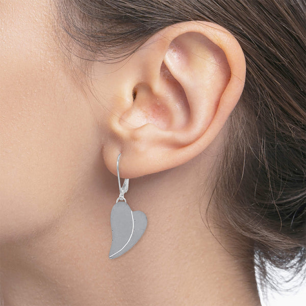 Arc Concrete Heart Earrings with Silver - Hues