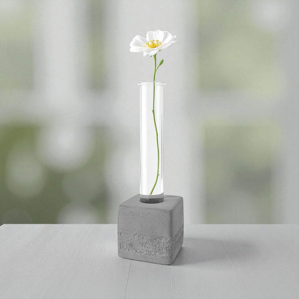 Indent Concrete Square Vase Pebbles - Neutrals