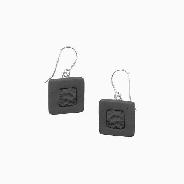 Indent Concrete Square Earrings - Neutrals