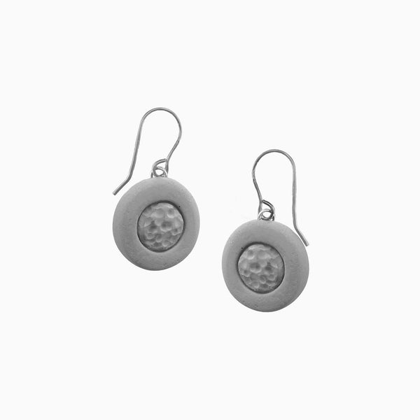 Indent Concrete Circle Earrings - Neutrals