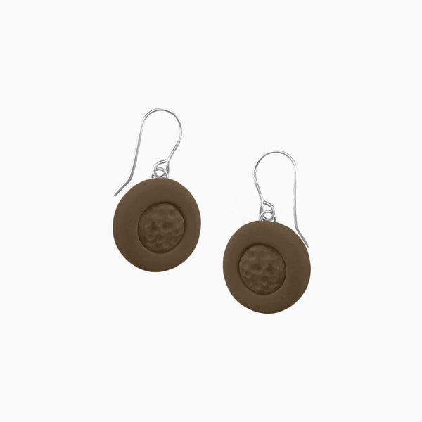 Indent Concrete Circle Earrings - Neutrals