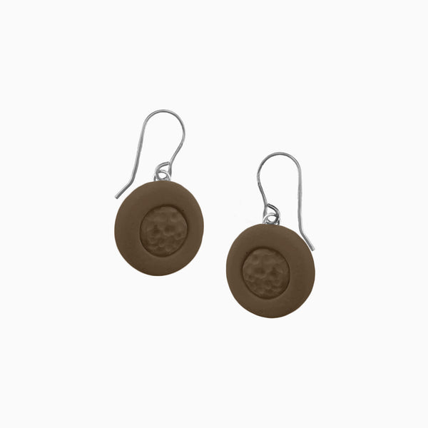 Indent Concrete Circle Earrings - Neutrals