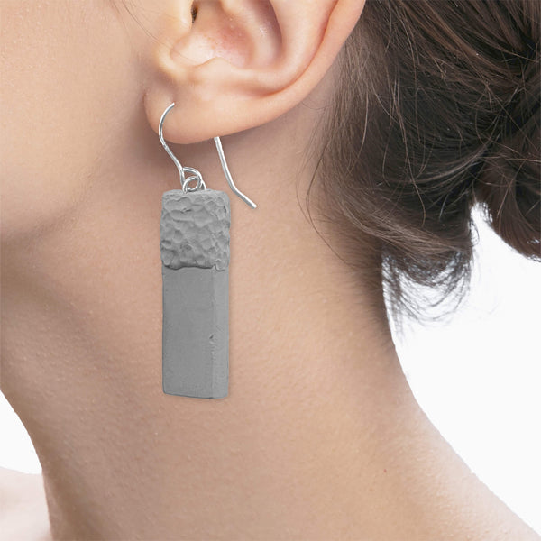 Indent Concrete Bar Earrings - Neutrals