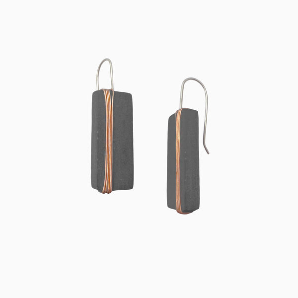 Entwine Concrete Bar Earrings with Copper - Neutrals