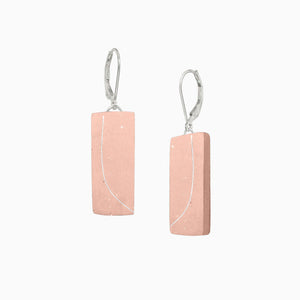 Concrete bar earrings in apricot orange