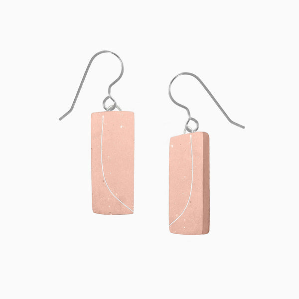 Concrete bar earrings in apricot orange