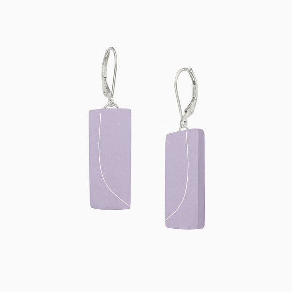 Concrete bar earrings in lavender