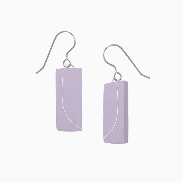 Concrete bar earrings in lavender