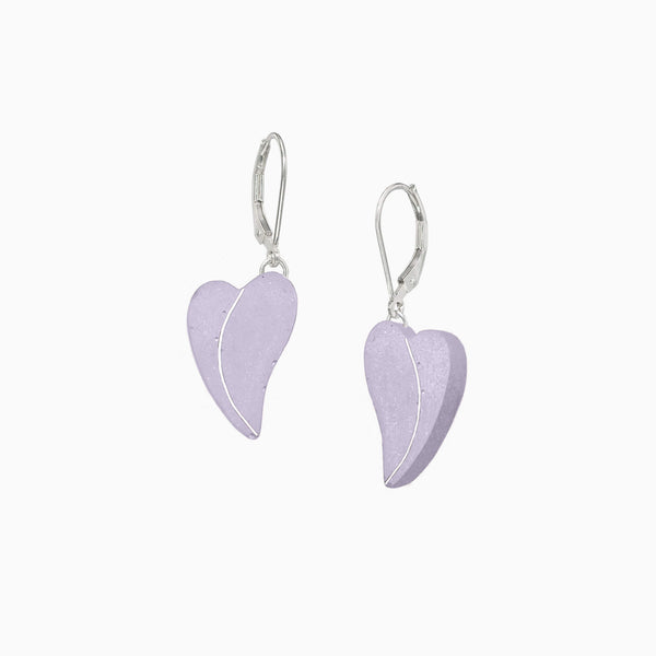 Concrete heart earrings in lavender