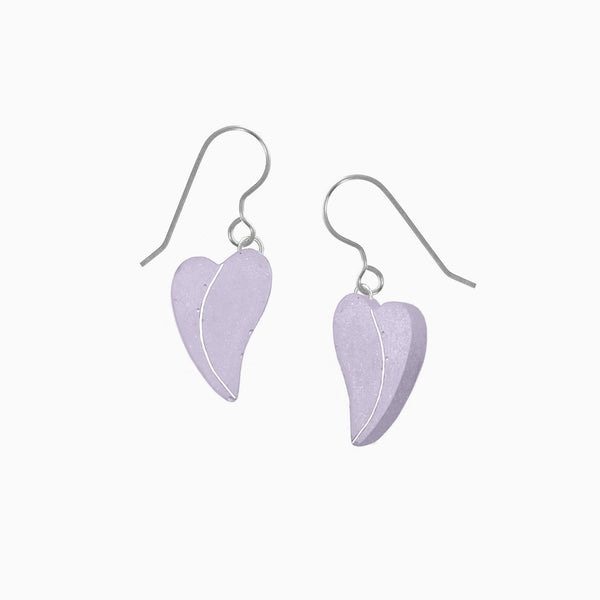 Concrete heart earrings in lavender