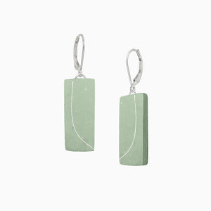 Concrete bar earrings in mint green 