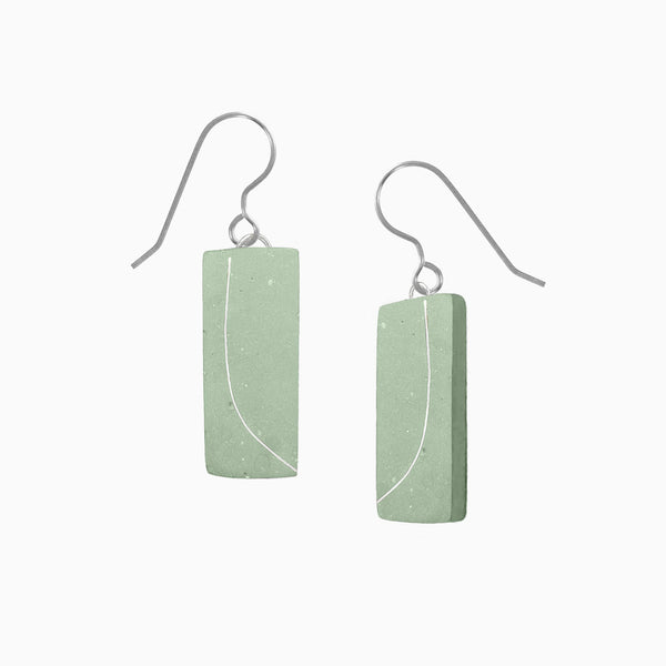 Concrete bar earrings in mint green 