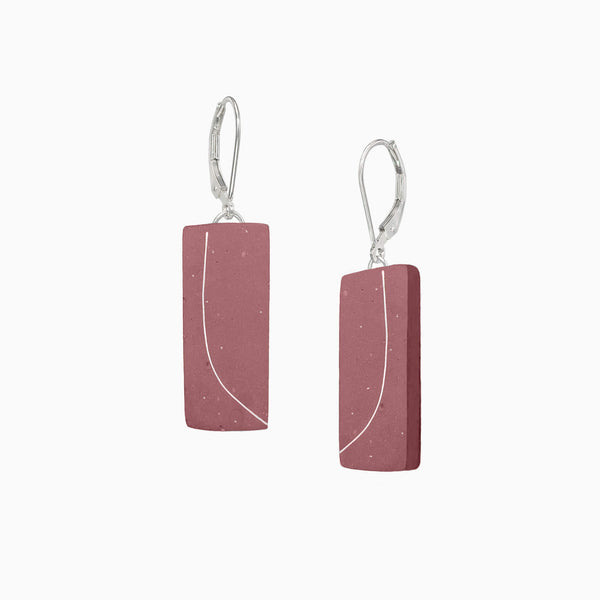 Lianca-Red-Concrete-Bar-Earring-Sterling-Ear-Wire