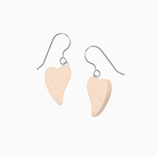 Concrete heart earrings in soft apricot orange