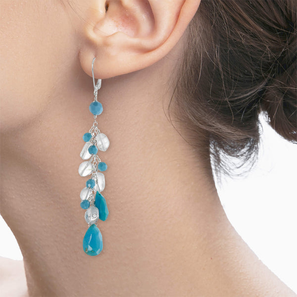 Vanessa Sterling Silver Swarovski Turquoise Earrings